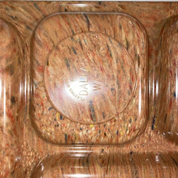 Vtg Set 2 Dallas Ware Melmac Melamine Confetti Divi Splatter Ware Trays Brown - Picture 7 of 8